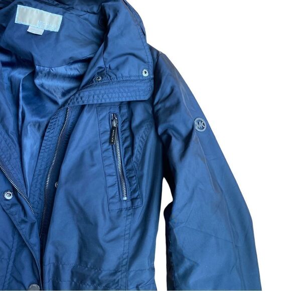 Michael Kors Rain Utility Jacket Coat Hooded Size XS Navy - Picture 5 of 10